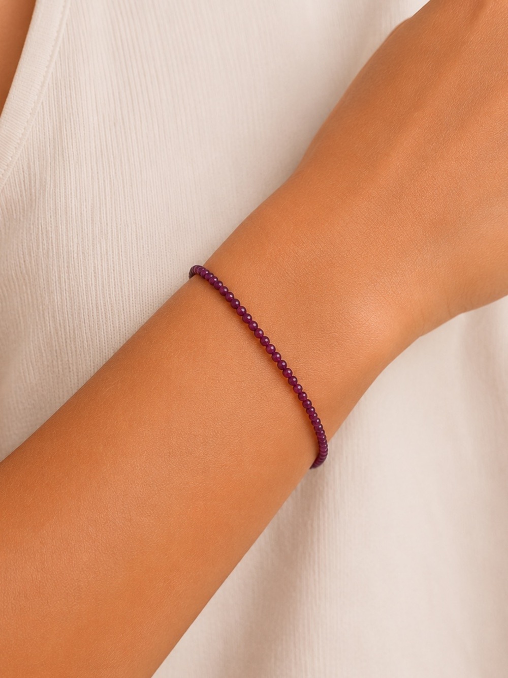 Ruby Micro Beaded Bracelet/Anklet - Made to Order